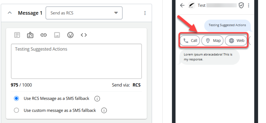 suggested actions mobile preview